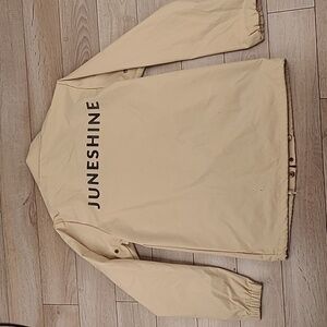 JUNE SHINE Tan Nylon Spellout Sz XS Mens Full Btn Light Casual Jacket‎